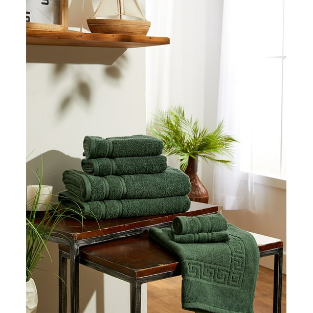 6 Piece Bath Towel Set Plus Bath Mat 100% Cotton Dark ...