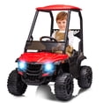 thumbnail image 1 of Coche eléctrico infantil UTV 12V - Control remoto parental - Suspensión de resorte, luces LED - Música, puerto USB/AUX, radio FM - Seguro y resistente - Para niños y niñas - Color rojo, 1 of 8