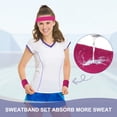 thumbnail image 6 of Uxcell Sweat Band Set Sports Terry Cloth Headband Wristband Moisture Wicking Head Band for Workout Deep Pink, 6 of 7