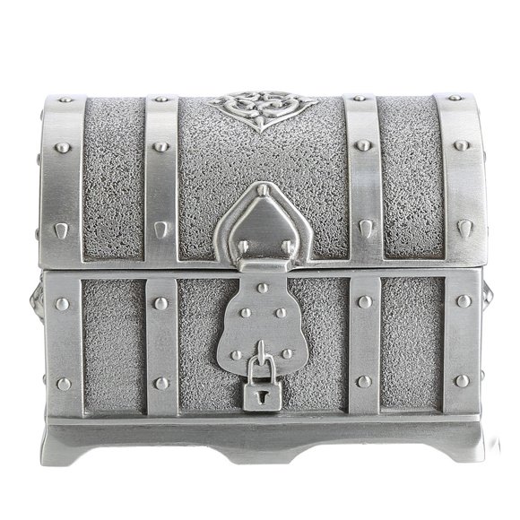 Mini Antique Style Zinc Alloy Treasure Chest - Small Silver Jewelry Storage Box with Delicate Carvings, Soft Lined Interior for Safekeeping Rings, Earrings & Tiny Treasures, Decorative Desktop