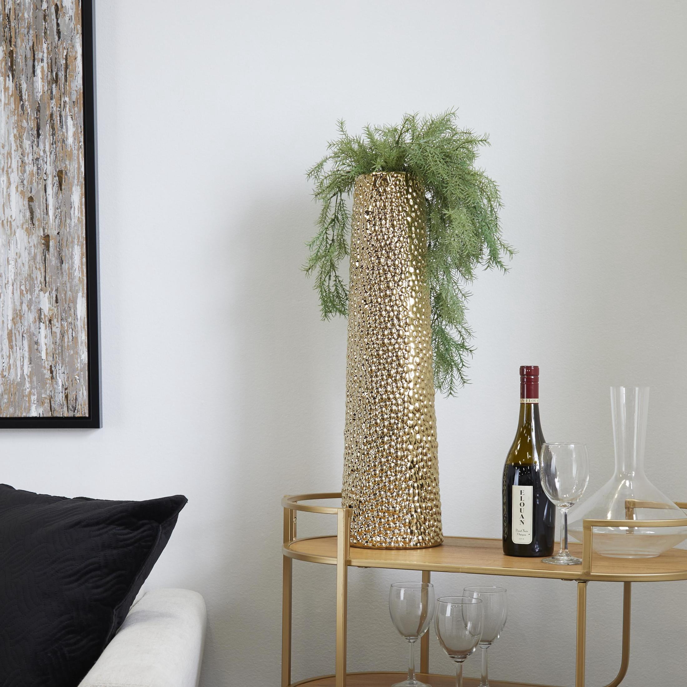 DecMode 25" Gold Ceramic Vase with Bubble Texture