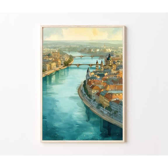 Danube River Europe Scenic Cityscape Wall Art Home Decor