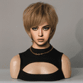 thumbnail image 4 of Golden Brown 26cm Wig Female Short Hair Unisex Whole Top Set of Chemical Fiber Hair Full Covering Short Hair, 4 of 8