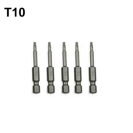 

5PCS 50mm 1/4inch Hex Shank Five-point Magnetic Torx Screwdriver Bits T8-T40