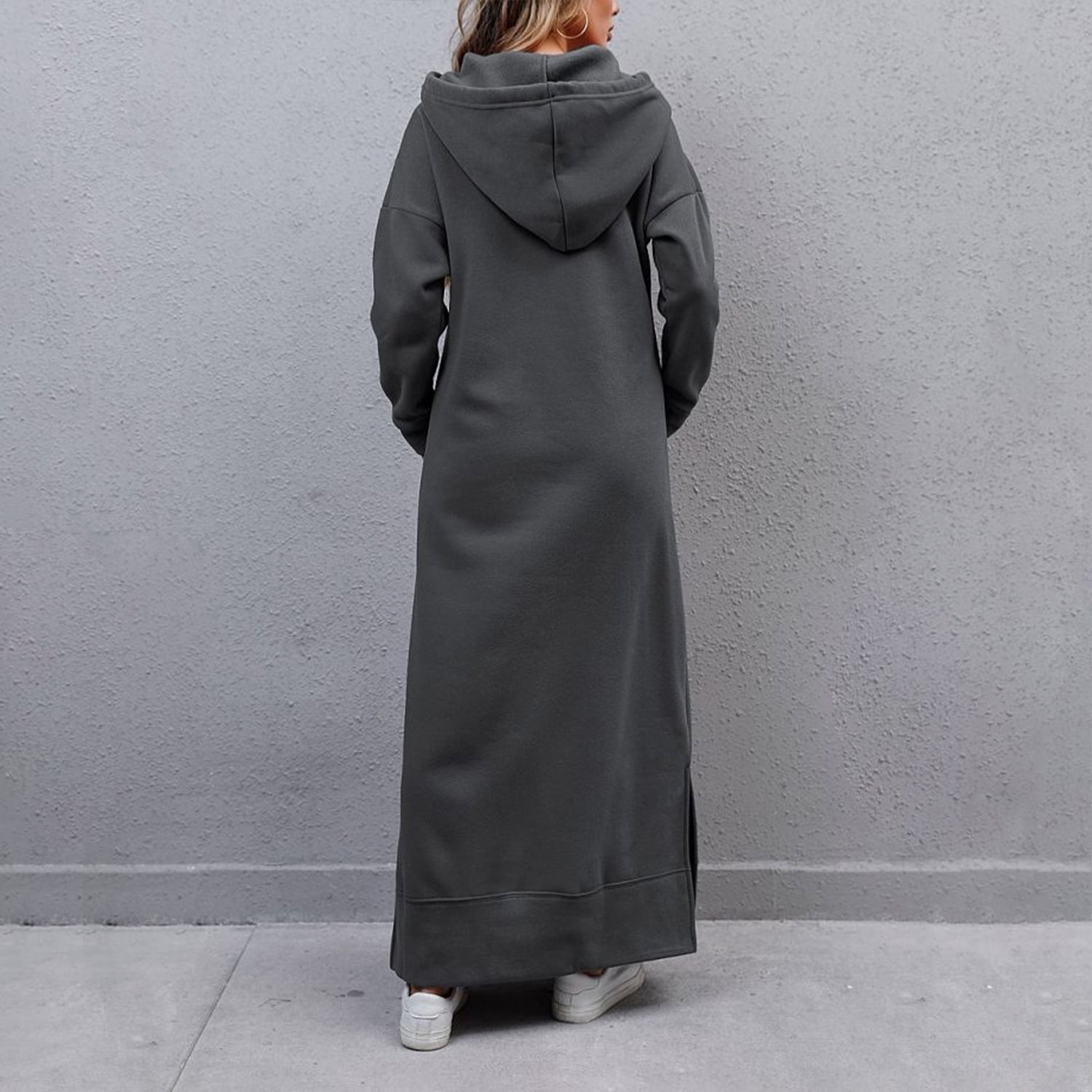 Yoolin Womens Long Fleece Maxi Pullover Sweatshirt Dresses Baggy Hooded Sweat Shirt Robe Dress with Pockets