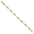 thumbnail image 3 of Gem Stone King 18K Rose Gold Plated Silver Green Tourmaline and Lab Grown Diamond Bracelet for Women | 4.01 Cttw | Gemstone October Birthstone | Oval 6X4MM | Length 7.25 inches, 3 of 6