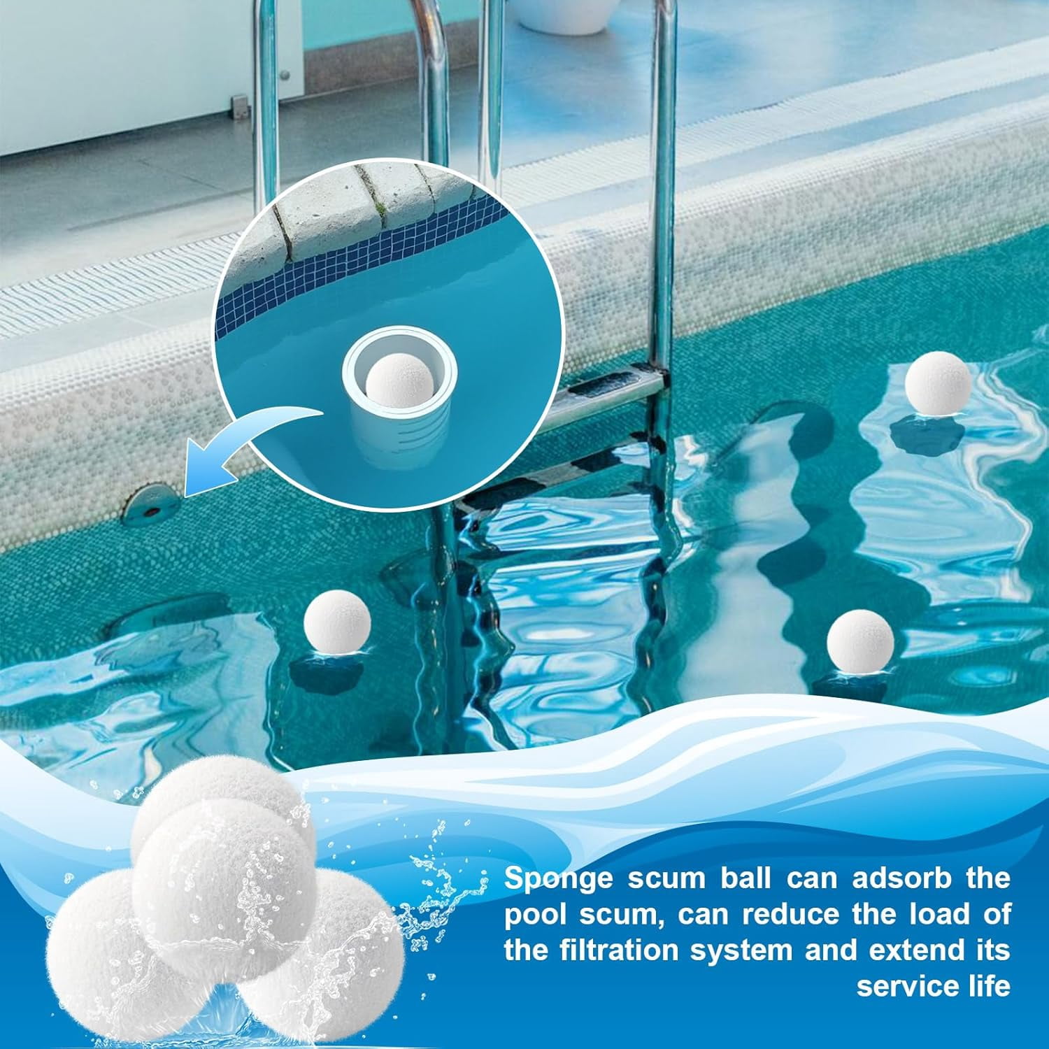 6 Pack Hot Tub Scum Absorber,Reusable Pool Scum Absorber for Spa Hot Tub, Washable Scum Absorber Prolongs Filter Life