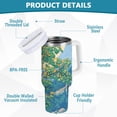 thumbnail image 2 of Yayeee 40oz Stainless Steel Tumbler with Straw and Handle Double-Wall Insulated Travel Water Bottle, Beige Tree, 2 of 8