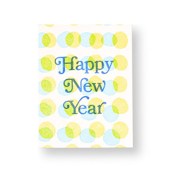 Happy New Year Greeting Card – Cheerful Polka Dot Design – Envelope Included, Blank Inside – Perfect for Celebrating the New Year with Friends and Family