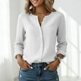 thumbnail image 4 of purcolt Womens Button Down Shirts Crewneck Long Sleeve Dressy Casual Blouses Classic Fit Business Work Office Tops, 4 of 9