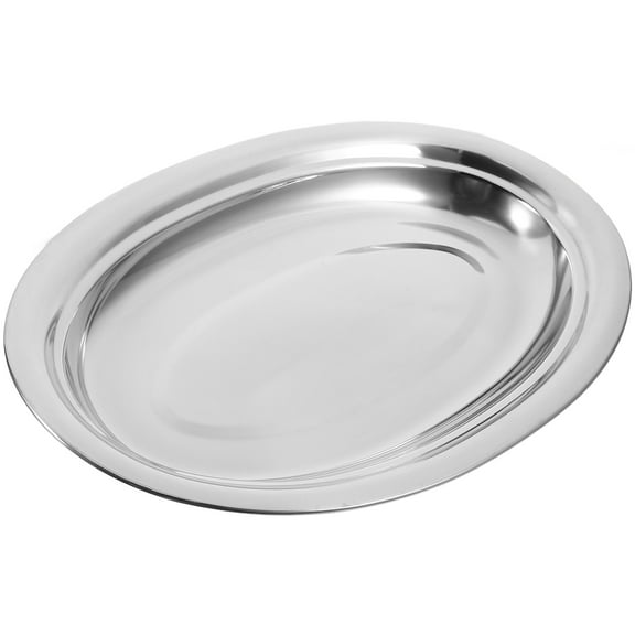 SOPOTUTU Stainless Steel Oval Platter Microwave Kitchen Serving Plate for Families 1 Piece