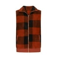 thumbnail image 5 of Patlollav Women's Plaid Print Cardigans Open Front Sleeveless Plush Coat Tops, 5 of 6