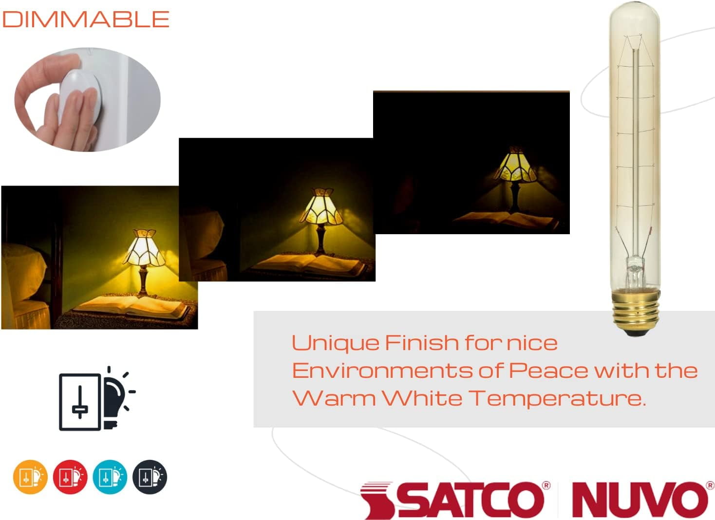 SATCO S2422 60W T9 Incandescent Light Bulbs 2700K Dimmable VINTAGE (10 Pack)