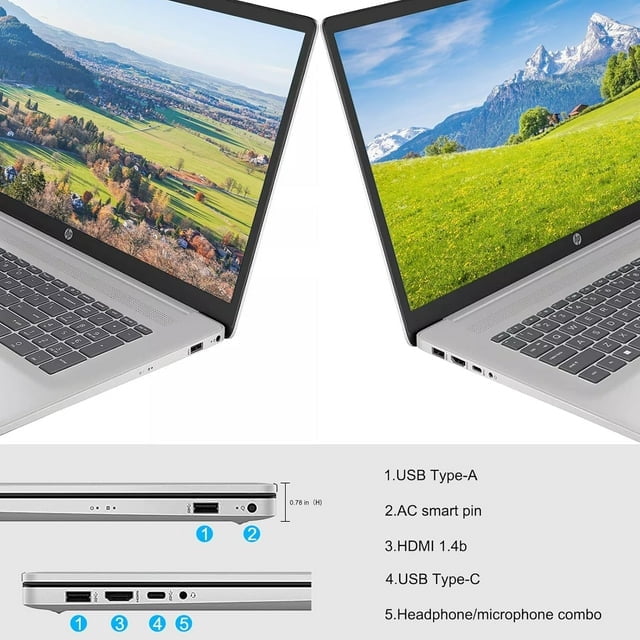 Newest HP 17 Laptop,17.3" HD Touchscreen Laptop,Intel Core i7-1355U 10 Cores,64GB RAM,2TB SSD,Intel Iris Xe Graphics,Webcam,HDMI,Wi-Fi 6 ,Bluetooth , Backlit Keyboard,Windows 11 Pro,Silver