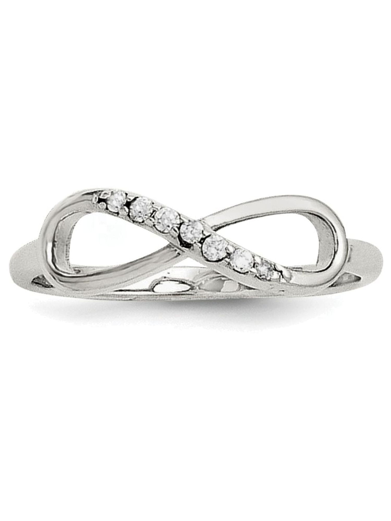 Sterling Silver 925 Infinity Ring with Cubic Zirconia Sizes 5 to 10 