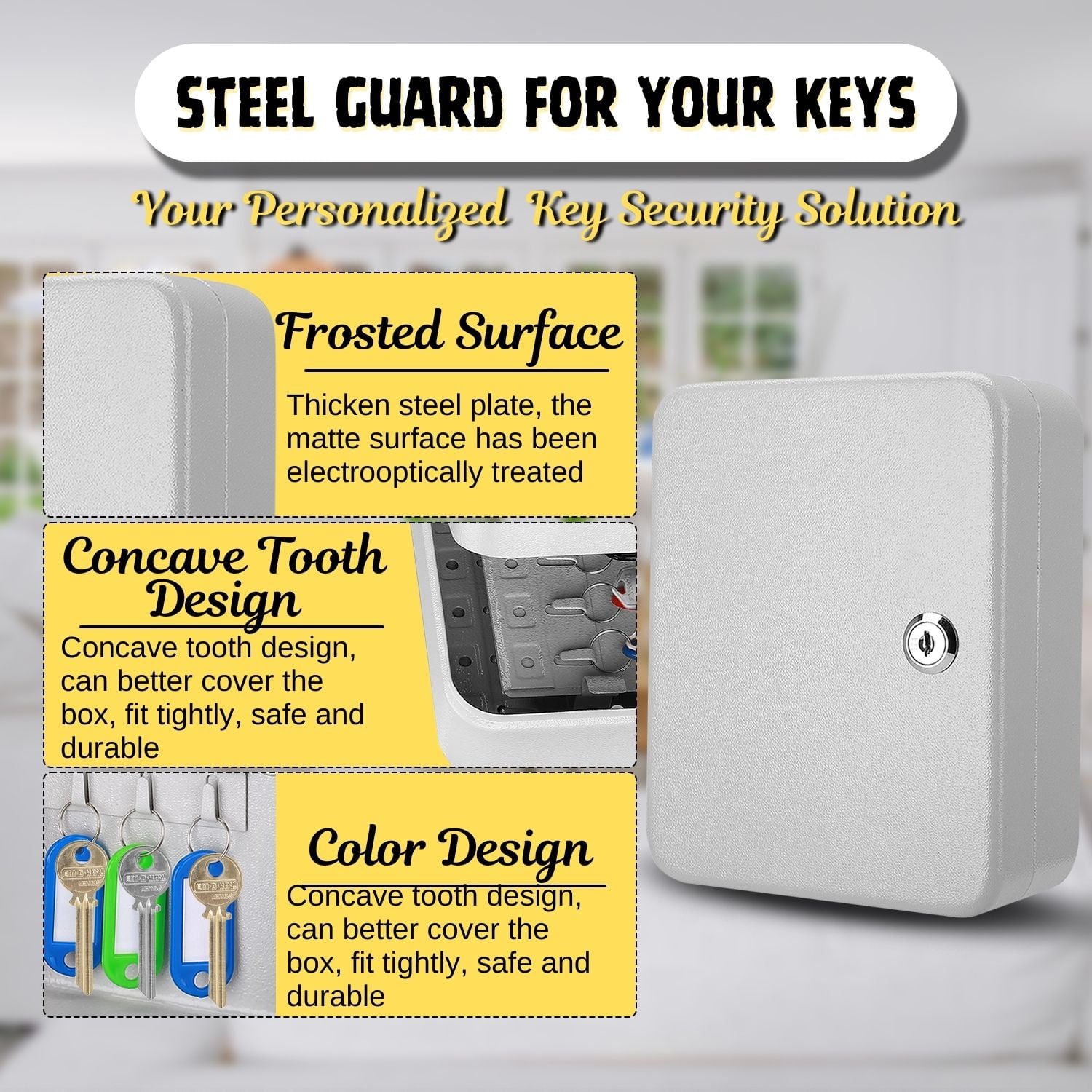 Key Cabinet Key Lock Box Wall Mount with 40 Key Holder Organizer Locker Case, Colored Key Tags & Hooks Wall Mounted Lock Box For Keys Storage, Homes, Property, Hotels, Business (Gray)