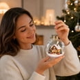 thumbnail image 6 of romoty Light Up Christmas Tree Ball Ornament, 3.15x3.15 Inch Clear LED Bauble with Snowy Forest Log Cabin for Tree Fireplace Decor, 6 of 7