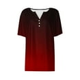 thumbnail image 4 of Jinhomg Button V-Neck Shirts for Girls Dressy Casual Solid Tops Lightweight Comfy Short Sleeve Spring Summer Pullover Daily Wear Seasonal Sale Wine E-, 4 of 6