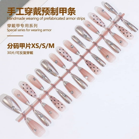 CIMAXIC Wedding 30pcs Press on Nails: Fake French Full Cover Nail Tips Stick on for Women Manicure Supplies for Home Party Wedding Birthday,0.75"X0.47"X0.2"
