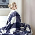 thumbnail image 2 of Sherpa Blanket Fleece Throw Blanket Full Queen Plaid Thick Bed Blanket Soft Warm Cozy Blue Checkered Throw Blanket * 50"x60", 2 of 7