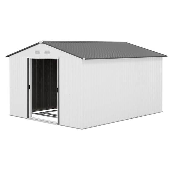 Metal Storage Shed 11x9', Outdoor Garden Shed with Sliding Doors & Vents