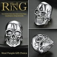 thumbnail image 5 of ChainsHouse Gothic Skull Rings for Men Women Stainless Steel Head Skeleton Punk Finger Ring for Halloween Party Jewelry, Size 8, 5 of 8