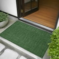 thumbnail image 5 of Dark Green 2x3 Door Mat Rug, Farmhouse Burlap Solid Green Color Modern Linen Texture Non-Skid Rubber Backing Large Rectangle Rugs - Living Room Bedroom Home Office, Indoor Floor Carpets Washable Rug, 5 of 9