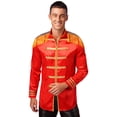 thumbnail image 2 of TiaoBug Men Halloween Sergeant Pepper Long Sleeve Satin Jacket Marching Band Rock Hippie Coat Red L, 2 of 7