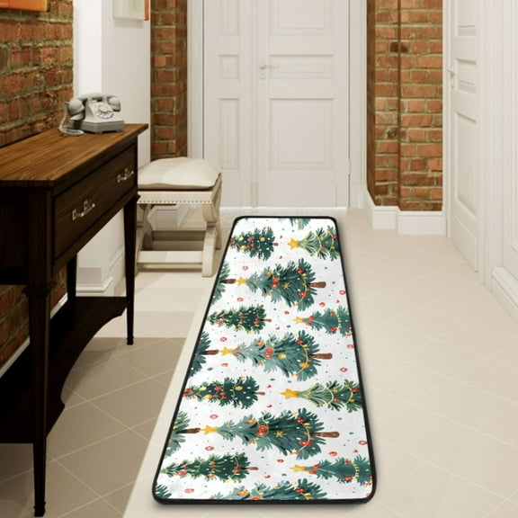 Ryvnso Christmas Tree Pattern Hallway Runner Rugs Floor Carpet Non Slip Entryway Mat 2' x 6'