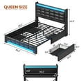 thumbnail image 6 of Afuhokles LED Upholstered Queen Bed Frame with Storage Headboard and 4 Drawers, Charging Station, Leather Platform Bed Frame with Button Tufted, Black PU, 6 of 8