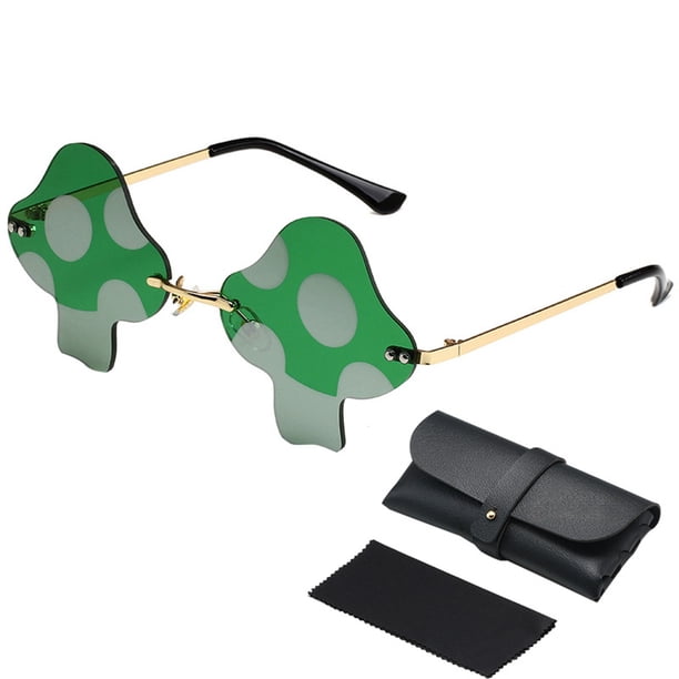 Día de San Patricio irlandés conchas Gafas de sol verdes Cuatro hojas Cl