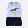 thumbnail image 2 of Myshe Baby Boy Girls Toddler Summer Outfit Short Sleeve T-shirt Elastic Waist Shorts 2 Piece Short Set Summer Outfits For 18-24 Months 2t 3t 4t 5t 6t Summer Outfits kids,Navy,2-3 Years, 2 of 5