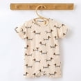 thumbnail image 2 of Zwiiyzr 6M-3T Infant's Summer Romper Boys and Girl Baby Botton Short Sleeve Round Neck Cute Solid Shorts Rompers Beige, 2 of 3
