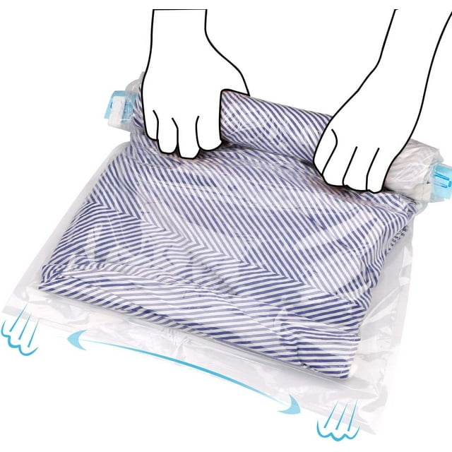 Sac de voyage sous vide, ensemble de 10 TLG Sacs de compression Sacs à vêtements Sacs de rangement sous vide pour vêtements Couettes Linge de lit Oreillers, rouleaux à la main Aucun aspirateur requis