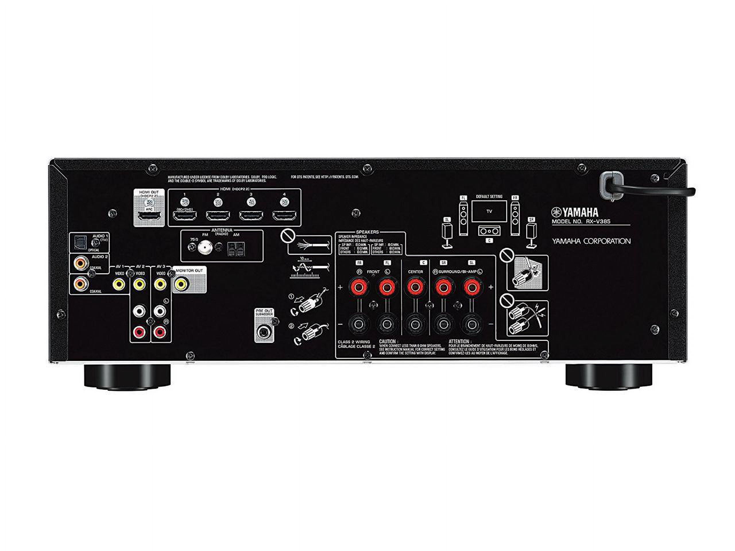 Yamaha 4K Bluetooth AV Receiver 5.1-Channel, RX-V385, Black