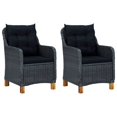 thumbnail image 2 of vidaXL 3 Piece Garden Lounge Set with Cushions Poly Rattan Dark Grey, 2 of 12