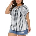 thumbnail image 2 of DARING DIVA Women's Plus Tye Dye Short Sleeves Blouse 4X Grey, 2 of 6