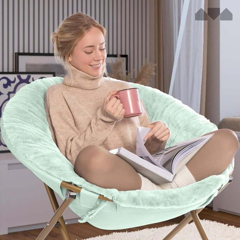 FETON Cozy Chair Faux Fur Saucer Chair for Bedroom X Large Mint Walmart