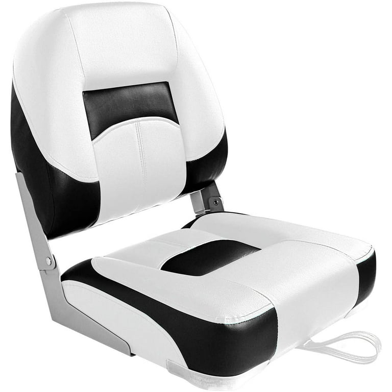 Leader Accessories New Elite Low Back Folding Fishing Boat Seat，Black/White