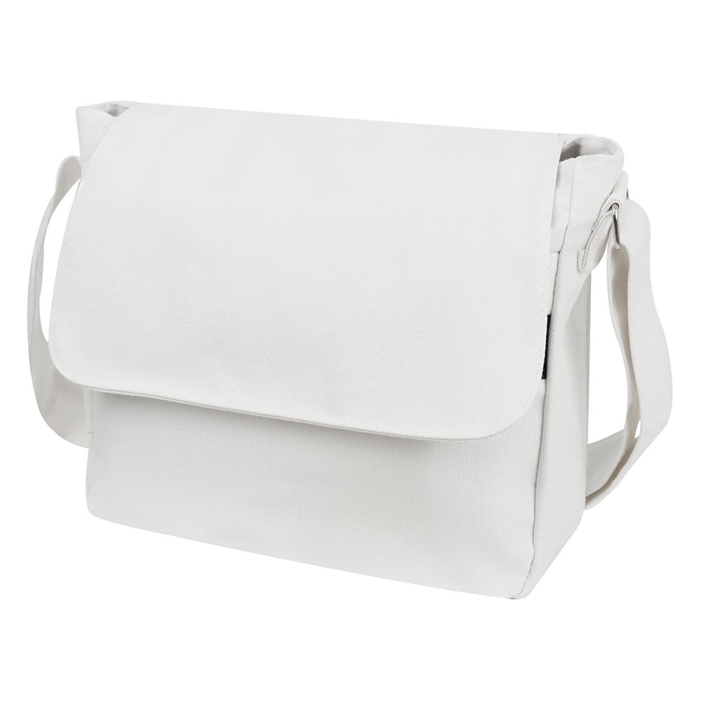 Toptie Classic Canvas Messenger Bag, White Canvas Shoulder Bag