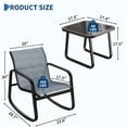 thumbnail image 2 of 3-Piece Rocking Outdoor Bistro Set, Rust-Proof Metal Frame & Breathable Textilene Mesh, Space-Saving Patio Furniture for Balcony, Garden and Yard, 2 of 5