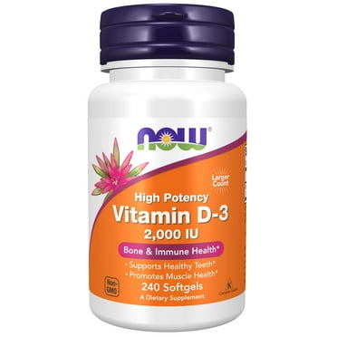 NOW Supplements, Vitamin D-3 2,000 IU, High Potency, Structural Support*, 240 Softgels