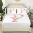 thumbnail image 3 of Erosebridal Initial Monogrammed Full Sheet Sets,Pink White Bedding Full Size,Floral Flower Bed Sheets Set Full Size,Super Cozy Alphabet Room Decoration,4pcs, 3 of 7