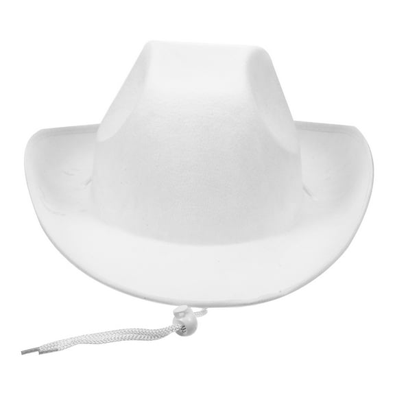 Liukekj White Felt Hat Party Cap with Adjustable Neck Strap, Stylish and Comfortable Blank Design for Outdoor Events