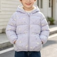 thumbnail image 4 of Toddler Girls Puff Jacket with Hood Long Sleeve Full Zip Cute Warm Casual Winter Coats Purple 4 T, 4 of 9