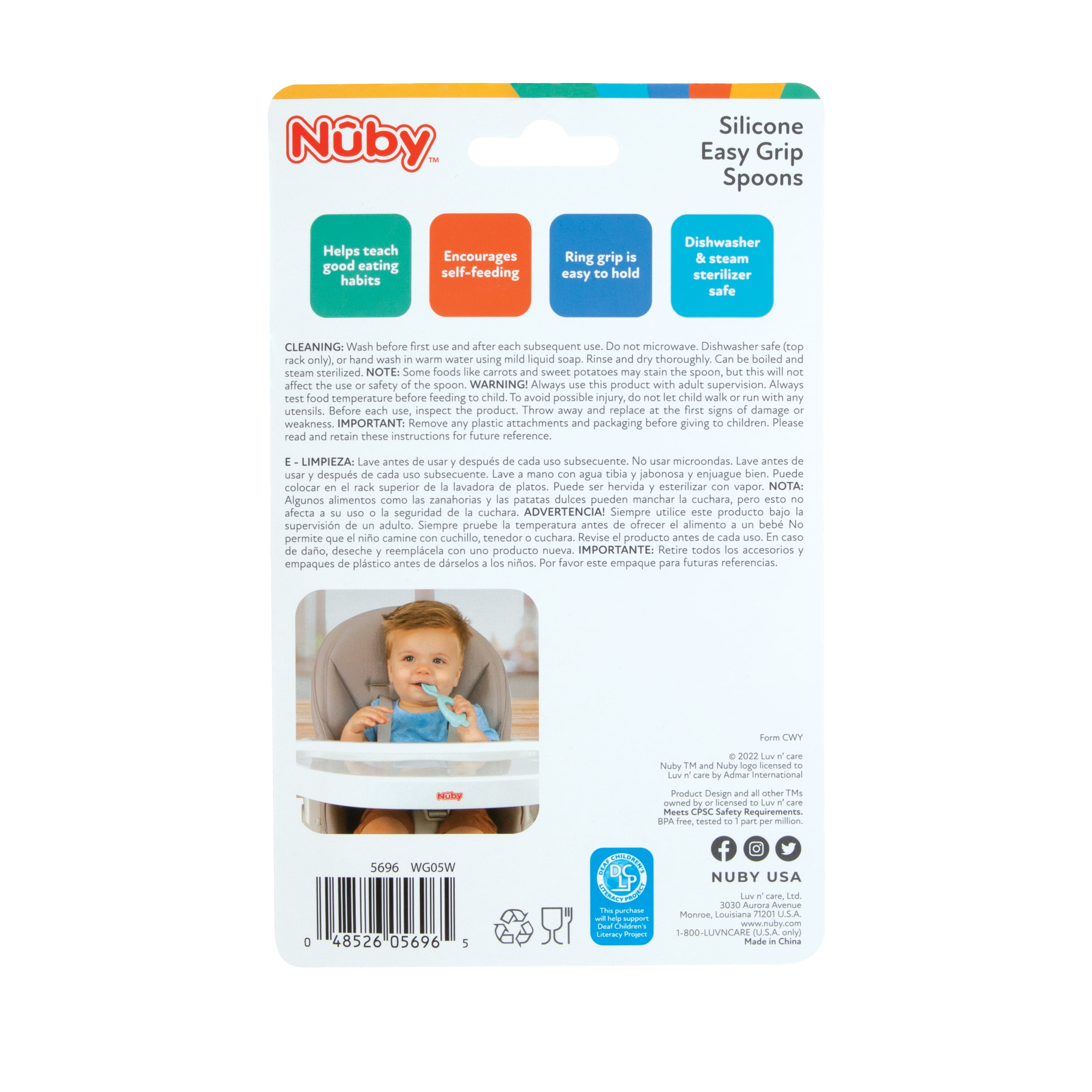 Nuby Animal Silicone Easy Grip Spoons for Babies, Mouse and Bear, 2 Count