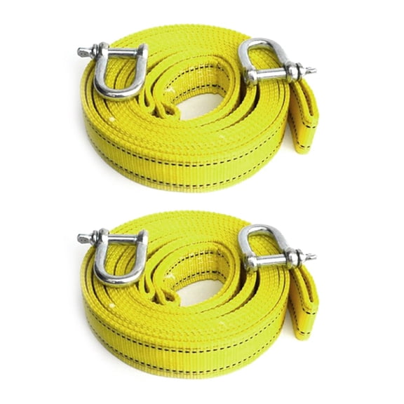 2pcs 5M/5T Car Electric Winch Rope -Road Vehicle Tow Rope with U-Shaped Hook Tow Strap for Cars Truck Trailer Suv