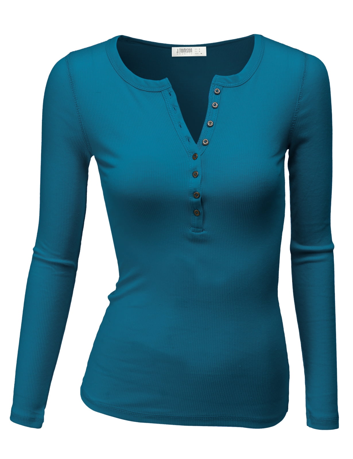 Doublju - Doublju Women's Womens Henley Shirts Round Neck Long Sleeve ...