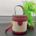 thumbnail image 1 of DEBGFS Mini Sac Seau Rond Rétro - Design Chic Croisé à Contraste de Couleurs Vibrantes - Sac Cylindrique Polyvalent pour un Style à l'Avant-garde de la Mode, Rouge, 1 of 7