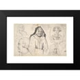 thumbnail image 2 of Adolph Menzel 18x13 Black Modern Framed Museum Art Print Titled - Study Of&nbsp;Heads (ca.&nbsp;1856), 2 of 5